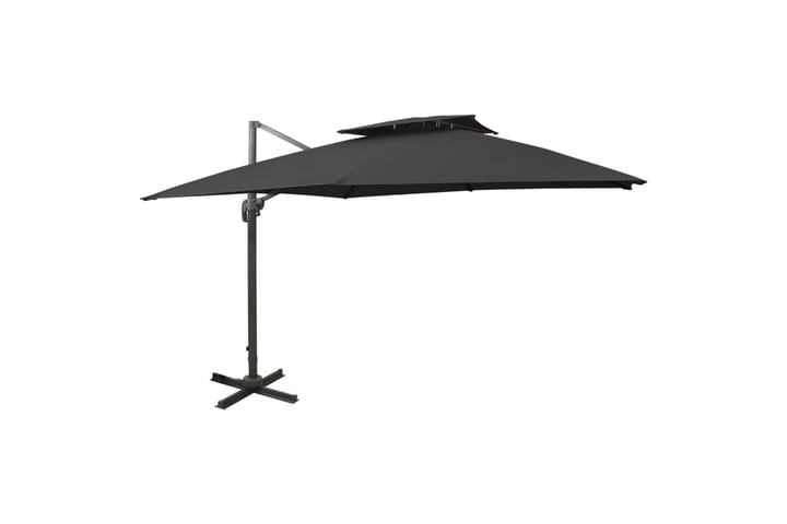 Riippuva aurinkovarjo tuplakatolla musta 300x300 cm - Puutarhakalusteet - Aurinkosuojat - Aurinkovarjot - Riippuva aurinkovarjo