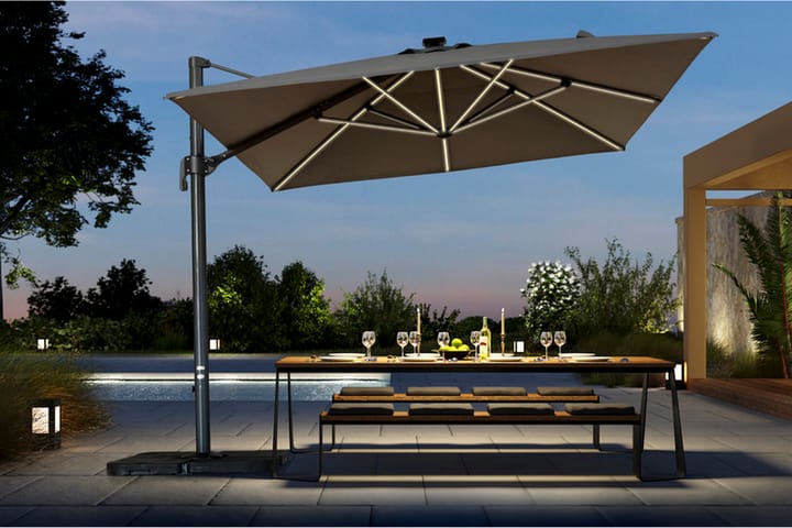 Roma Aurinkovarjo 300x400x270 cm - Harmaa - Puutarhakalusteet - Aurinkosuojat - Aurinkovarjot