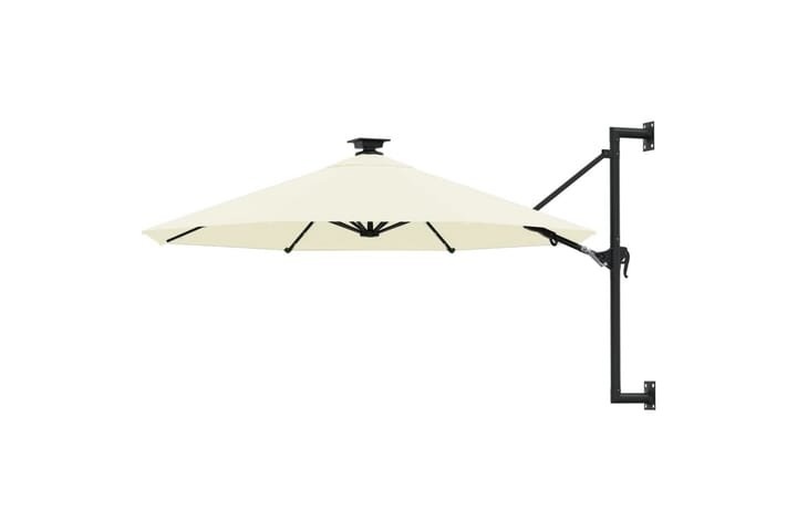 Seinäkiinnitteinen aurinkovarjo LED ja tolppa 300 cm hiekka - Puutarhakalusteet - Aurinkosuoja - Aurinkovarjo
