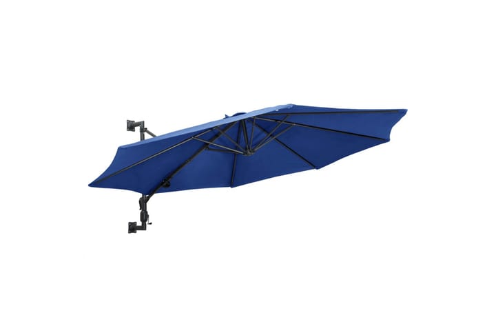 Seinäkiinnitteinen aurinkovarjo metallitolppa 300 cm sininen - Sininen - Puutarhakalusteet - Aurinkosuojat - Aurinkovarjot