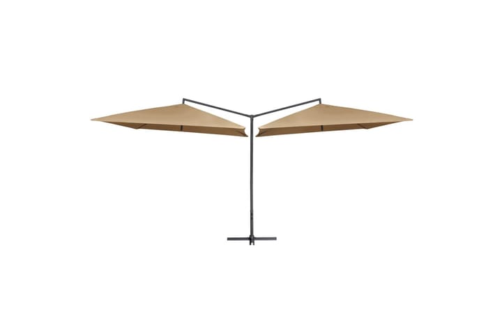 Tupla-aurinkovarjo terästanko 250x250 cm ruskeanharmaa - Ruskea - Puutarhakalusteet - Aurinkosuoja - Aurinkovarjo