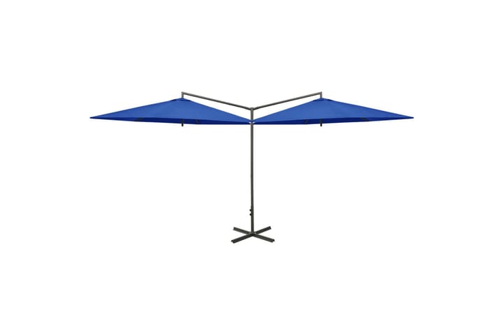 Tupla-aurinkovarjo terästanko 600 cm taivaansininen - Sininen - Puutarhakalusteet - Aurinkosuojat - Aurinkovarjot