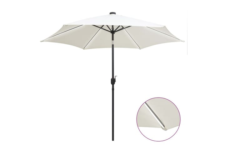 Ulkoaurinkovarjo LED-valot alumiinitanko 300 cm - Valkoinen - Puutarhakalusteet - Aurinkosuojat - Aurinkovarjot