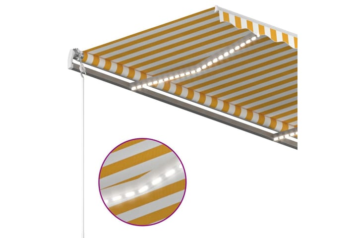 Manuaalisesti kelattava markiisi LED-valot 3x2,5m keltavalko - Keltainen - Puutarhakalusteet - Aurinkosuojat - Markiisit