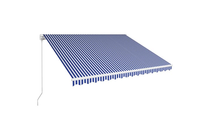 Sisäänkelattava markiisi 450x300 cm sininen ja valkoinen - Sininen - Puutarhakalusteet - Aurinkosuojat - Markiisit