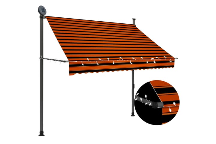 Sisäänkelattava markiisi LEDillä 200 cm oranssi ja ruskea - Monivärinen - Puutarhakalusteet - Aurinkosuojat - Markiisit