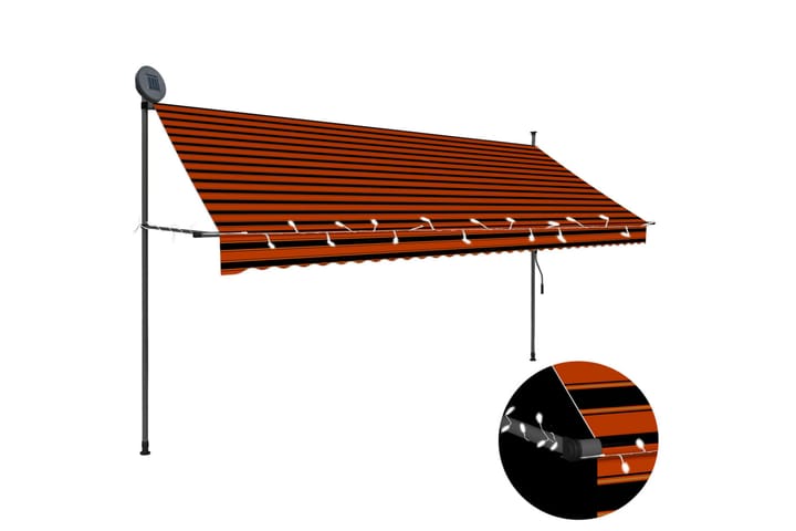 Sisäänkelattava markiisi LEDillä 350 cm oranssi ja ruskea - Monivärinen - Puutarhakalusteet - Aurinkosuoja - Markiisi