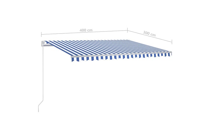 Sisäänkelattava markiisi LEDillä 400x300 cm sinivalkoinen - Puutarhakalusteet - Aurinkosuojat - Markiisit