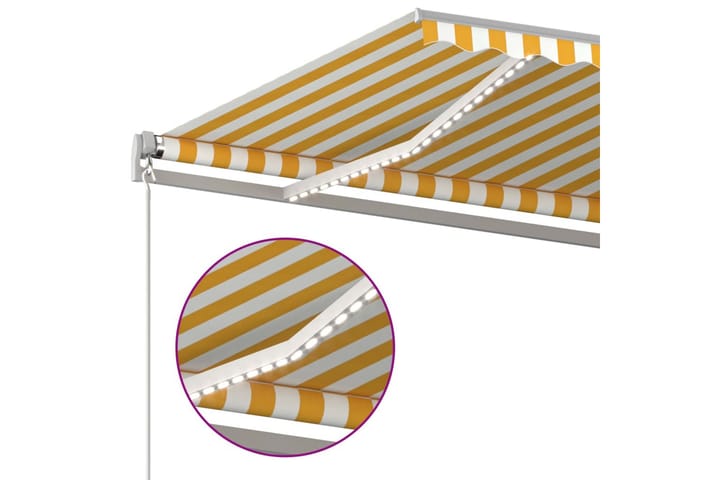 Sisäänkelattava markiisi LEDillä 400x350 cm keltavalkoinen - Puutarhakalusteet - Aurinkosuojat - Markiisit