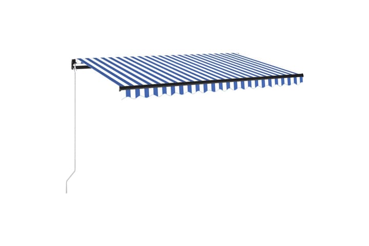 Sisäänkelattava markiisi LEDillä 400x350 cm sinivalkoinen - Puutarhakalusteet - Aurinkosuojat - Markiisit
