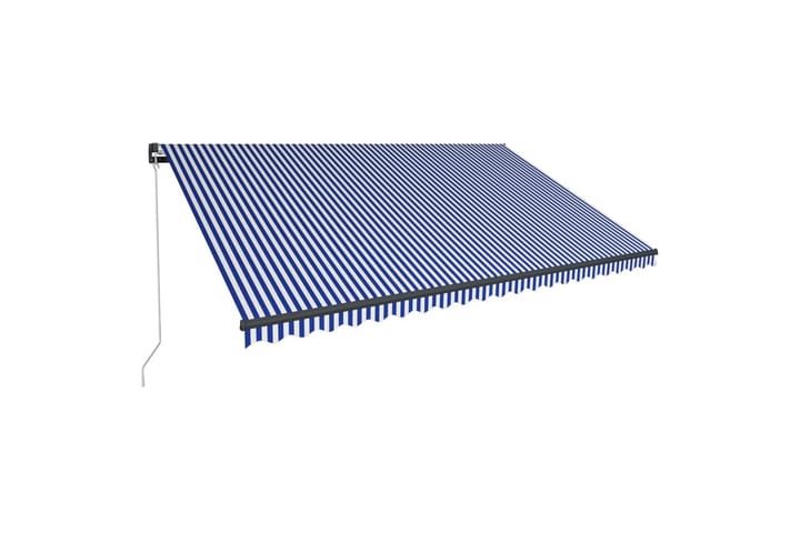 Sisäänkelattava markiisi LEDillä 500x300 cm sinivalkoinen - Sininen - Puutarhakalusteet - Aurinkosuojat - Markiisi