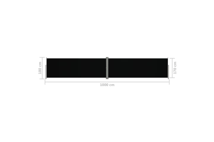Sisäänvedettävä sivumarkiisi musta 180x1000 cm - Musta - Puutarhakalusteet - Aurinkosuoja - Markiisi