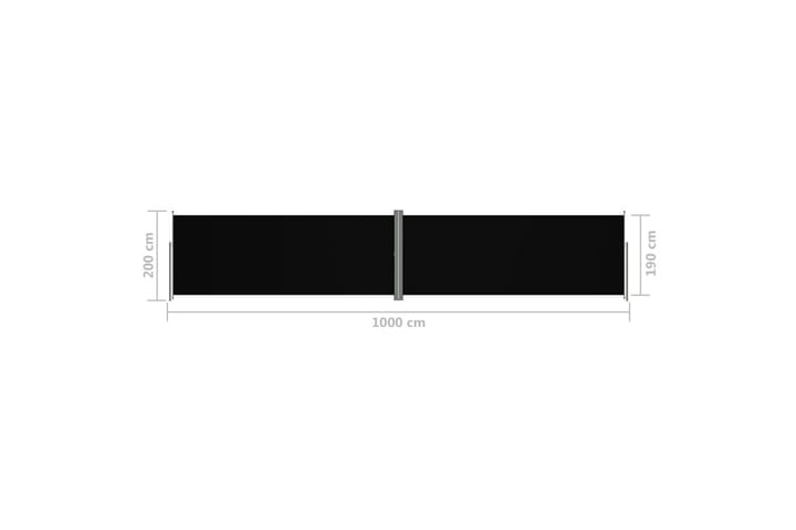 Sisäänvedettävä sivumarkiisi musta 200x1000 cm - Musta - Puutarhakalusteet - Aurinkosuojat - Markiisit