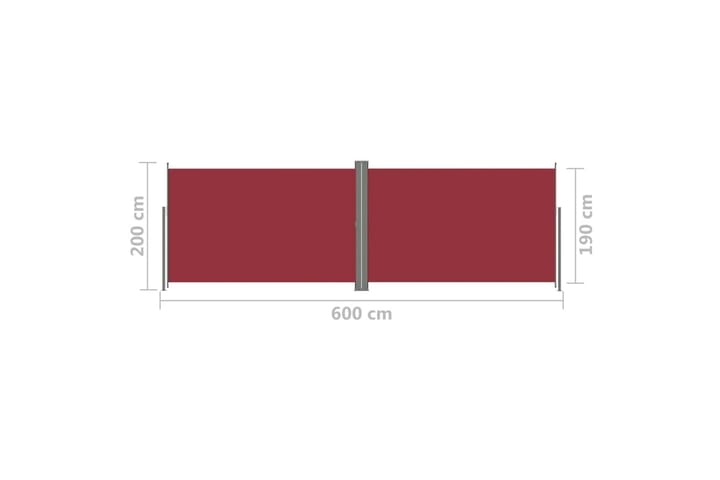 Sisäänvedettävä sivumarkiisi punainen 200x600 cm - Punainen - Puutarhakalusteet - Aurinkosuojat - Markiisit