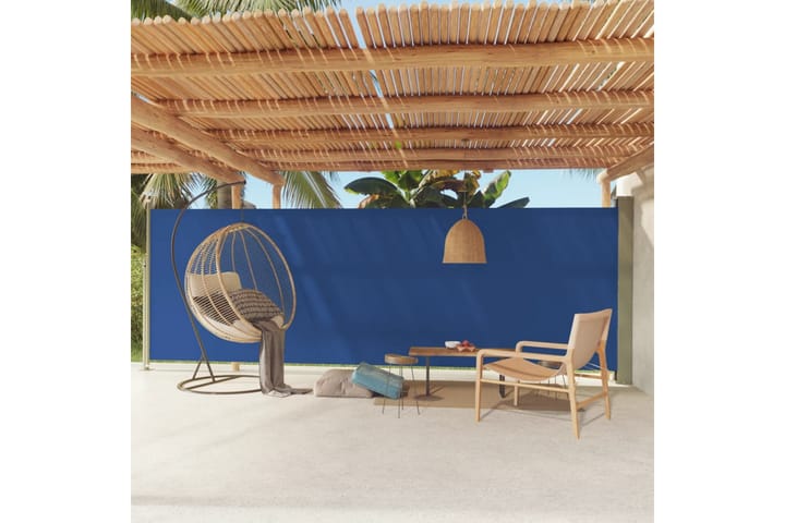 Sisäänvedettävä terassin sivumarkiisi 180x600 cm sininen - Sininen - Puutarhakalusteet - Aurinkosuoja - Markiisi