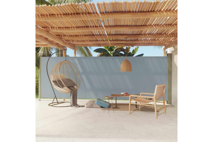 Terassin sisäänvedettävä sivumarkiisi 180x600 cm harmaa - Harmaa - Puutarhakalusteet - Aurinkosuojat - Aurinkovarjot