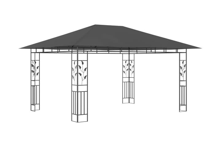 Huvimaja hyttysverkolla 4x3x2,73 m antrasiitti 180 g/m² - Puutarhakalusteet - Aurinkosuoja - Paviljonki