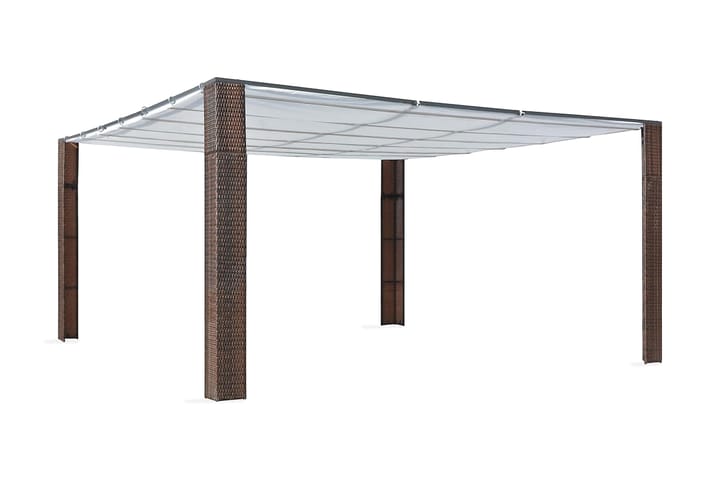Huvimaja katolla polyrottinki 400x400x200 cm ruskea ja kerma - Ruskea - Puutarhakalusteet - Aurinkosuojat - Paviljongit