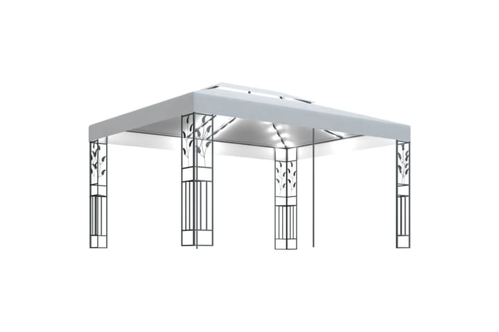 Huvimaja tuplakatolla ja valonauhoilla 3x4 m valkoinen - Puutarhakalusteet - Aurinkosuojat - Paviljongit - Kokonainen paviljonki