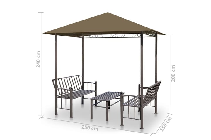 Puutarhapaviljonki pöydällä & penkeillä 2,5x1,5x2,4m 180g/m² - Puutarhakalusteet - Aurinkosuojat - Paviljongit