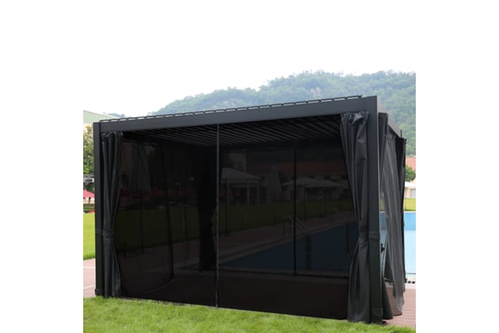 Sivuseinät paviljonkiin Mirador 300x300 cm 4 kpl Musta - Puutarhakalusteet - Aurinkosuojat - Paviljongit