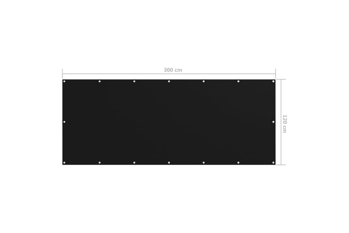 Parvekkeen suoja musta 120x300 cm Oxford kangas - Musta - Puutarhakalusteet - Parveke - Turvallisuus & parvekkeen tuulisuoja - Parvekesuoja