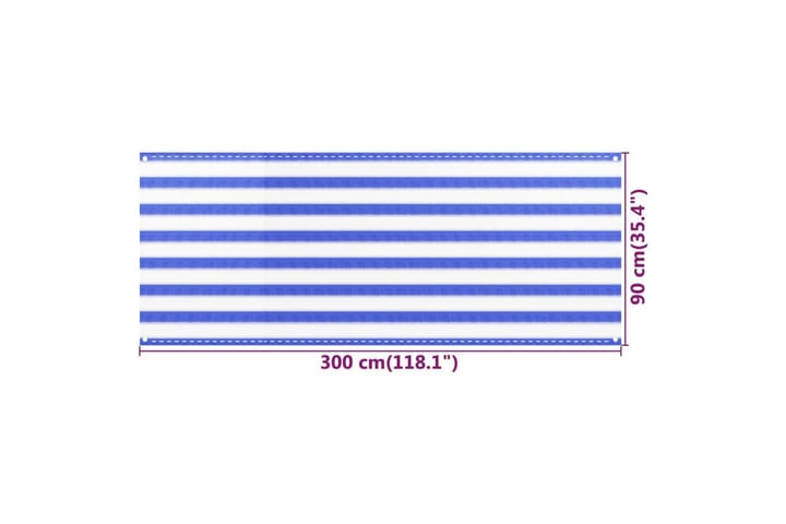 Parvekkeen suoja sininen ja valkoinen 90x300 cm HDPE - Monivärinen - Puutarhakalusteet - Parveke - Turvallisuus & parvekkeen tuulisuoja - Parvekesuoja