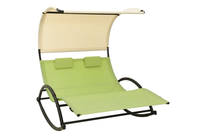 2-istuttava aurinkotuoli katoksella textilene - Vihreä - Puutarhakalusteet - Tuolit & nojatuolit - Aurinkosänky & aurinkovaunu