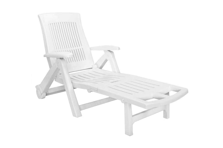 Aurinkotuoli jalkatuella muovi valkoinen - Valkoinen - Puutarhakalusteet - Tuolit & nojatuolit - Aurinkosänky & aurinkovaunu