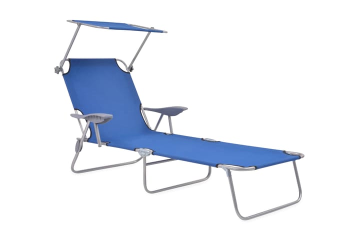 Aurinkotuoli katoksella teräs sininen - Sininen - Puutarhakalusteet - Tuolit & nojatuolit - Aurinkosänky & aurinkovaunu