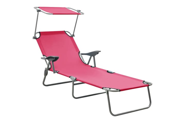 Aurinkotuoli katoksella teräs vaaleanpunainen - Pinkki - Puutarhakalusteet - Tuolit & nojatuolit - Aurinkosänky & aurinkovaunu
