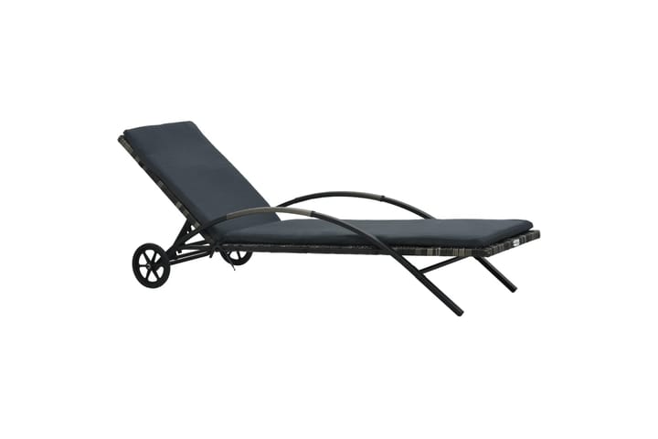 Aurinkotuoli tyynyillä ja renkailla polyrottinki antrasiitti - Puutarhakalusteet - Tuolit & nojatuolit - Aurinkosänky & aurinkovaunu