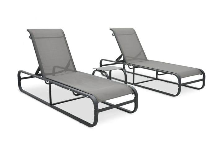 Aurinkotuolit 2 kpl ja pöytä textilene ja alumiini - Puutarhakalusteet - Tuolit & nojatuolit - Aurinkosänky & aurinkovaunu