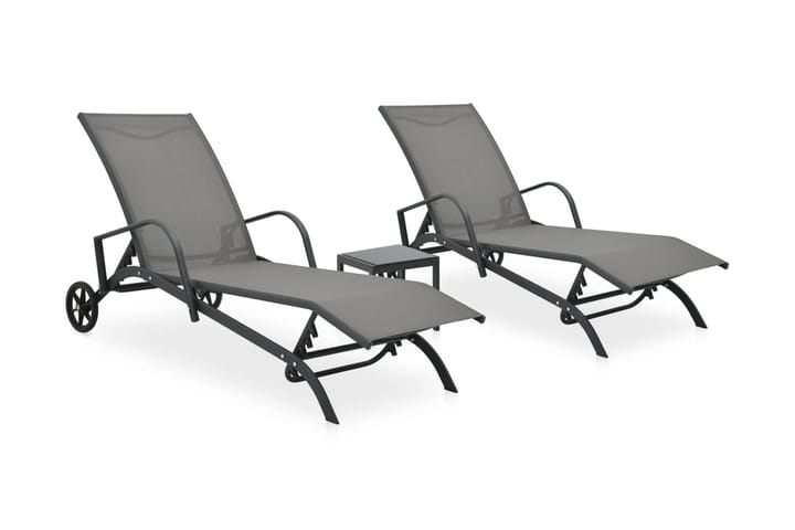 Aurinkotuolit 2 kpl ja pöytä textilene ja teräs - Puutarhakalusteet - Tuolit & nojatuolit - Aurinkosänky & aurinkovaunu