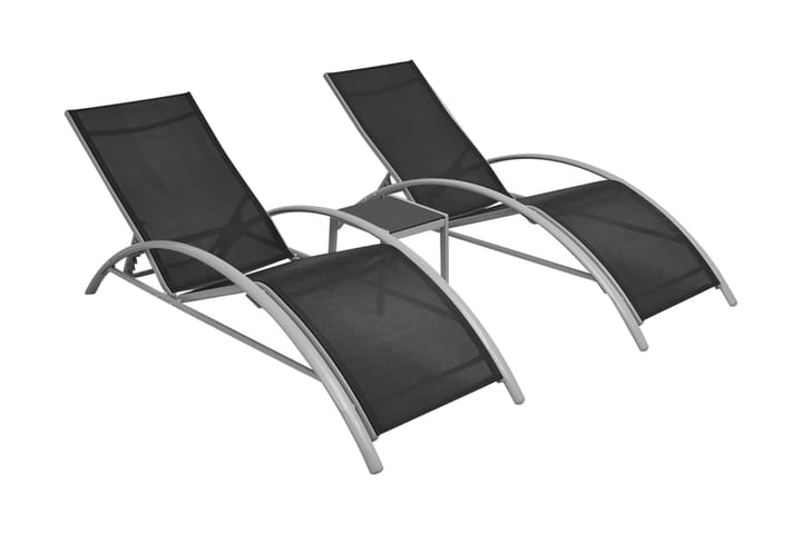 Aurinkotuolit ja pöytä alumiini musta - Musta - Puutarhakalusteet - Puutarhatuoli - Aurinkosänky & aurinkovaunu