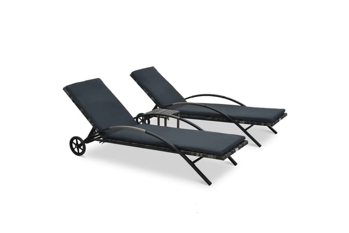 Aurinkotuolit ja pieni pöytä polyrottinki antrasiitti - Harmaa - Puutarhakalusteet - Tuolit & nojatuolit - Aurinkosänky & aurinkovaunu