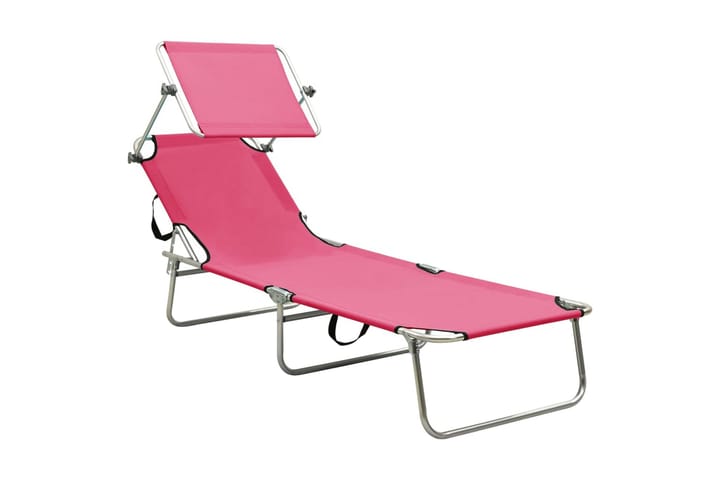 Kokoontaitettava aurinkotuoli katoksella pinkki alumiini - Pinkki - Puutarhakalusteet - Tuolit & nojatuolit - Aurinkosänky & aurinkovaunu