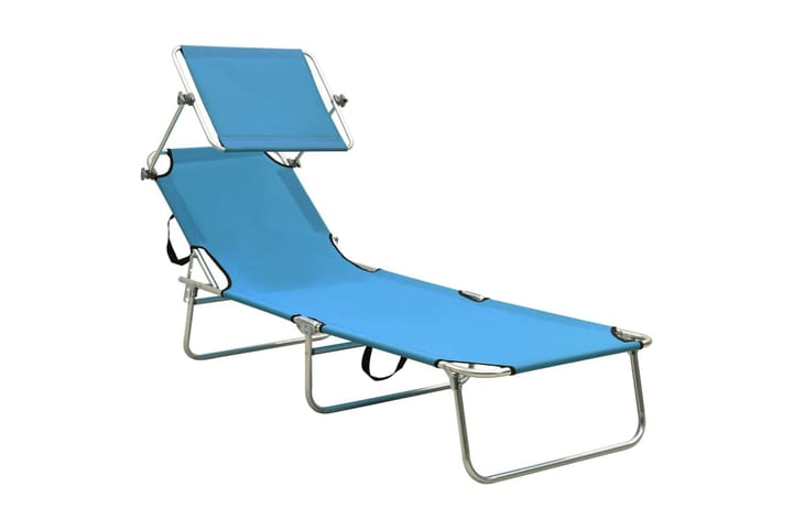 Kokoontaitettava aurinkotuoli katoksella sininen alumiini - Sininen - Puutarhakalusteet - Tuolit & nojatuolit - Aurinkosänky & aurinkovaunu