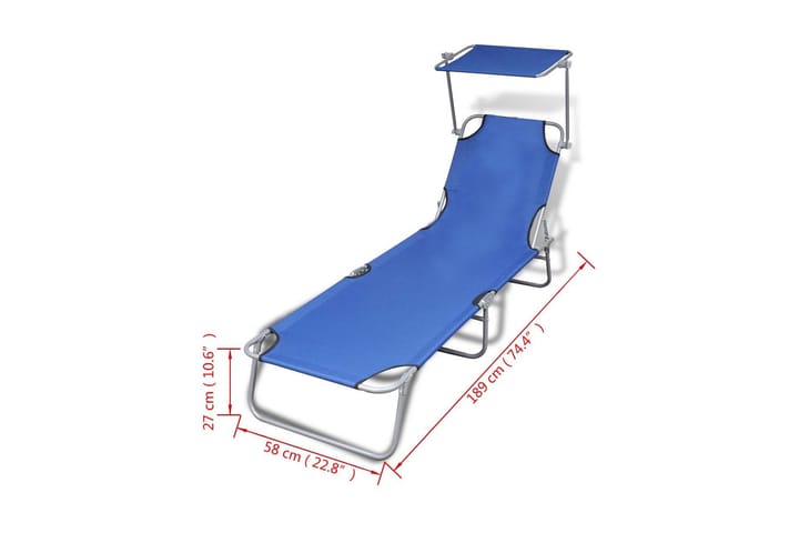 Kokoontaitettava aurinkotuoli katoksella teräs & kangas - Sininen - Puutarhakalusteet - Tuolit & nojatuolit - Aurinkosänky & aurinkovaunu