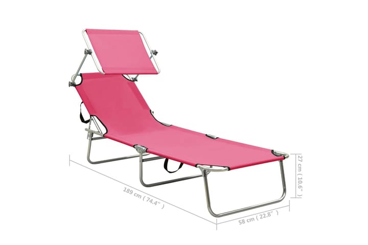 Kokoontaitettava aurinkotuoli katoksella teräs magenta - Pinkki - Puutarhakalusteet - Tuolit & nojatuolit - Aurinkosänky & aurinkovaunu