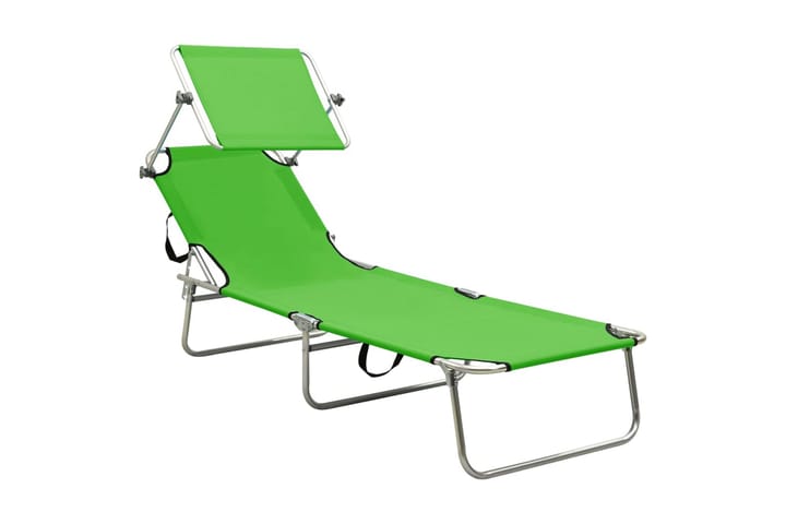 Kokoontaitettava aurinkotuoli katoksella vihreä alumiini - Vihreä - Puutarhakalusteet - Tuolit & nojatuolit - Aurinkosänky & aurinkovaunu