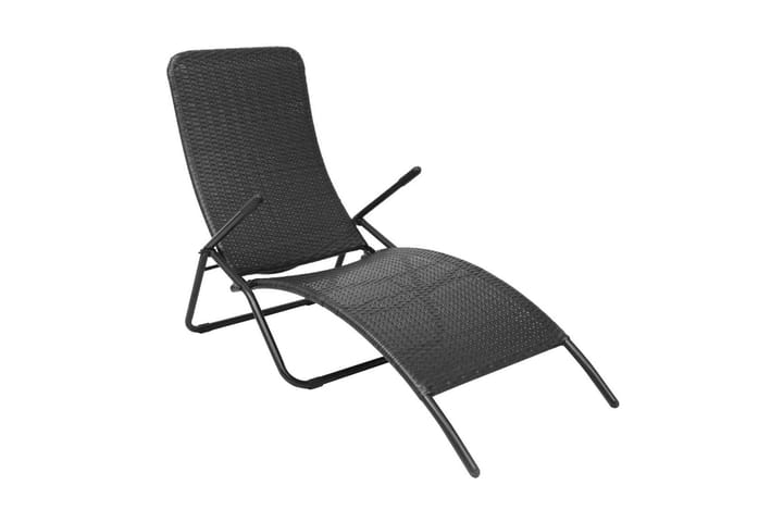Kokoontaitettava aurinkotuoli polyrottinki musta - Musta - Puutarhakalusteet - Tuolit & nojatuolit - Aurinkotuolit