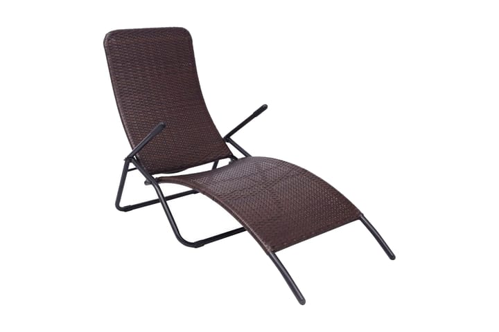Kokoontaitettava aurinkotuoli polyrottinki ruskea - Ruskea - Puutarhakalusteet - Tuolit & nojatuolit - Aurinkotuoli