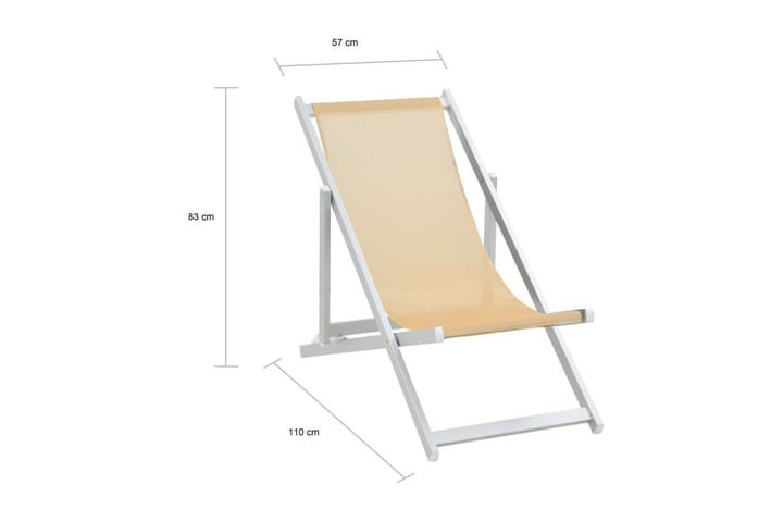 Kokoontaittuvat rantatuolit 2 kpl alumiini & tekstiili kerma - Kerma - Puutarhakalusteet - Tuolit & nojatuolit - Aurinkotuoli