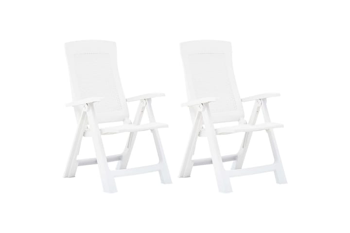 Puutarhan nojatuolit 2 kpl muovi valkoinen - Valkoinen - Puutarhakalusteet - Tuolit & nojatuolit - Säätötuolit