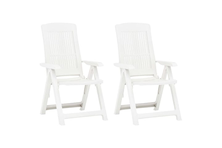 Puutarhan nojatuolit 2 kpl muovi valkoinen - Valkoinen - Puutarhakalusteet - Tuolit & nojatuolit - Säätötuoli