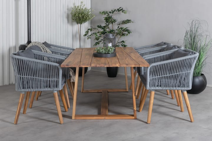 Käsinojallinen tuoli Chania Harmaa/Ruskea - Venture Home - Puutarhakalusteet - Tuolit & nojatuolit - Ulkotilan ruokatuoli