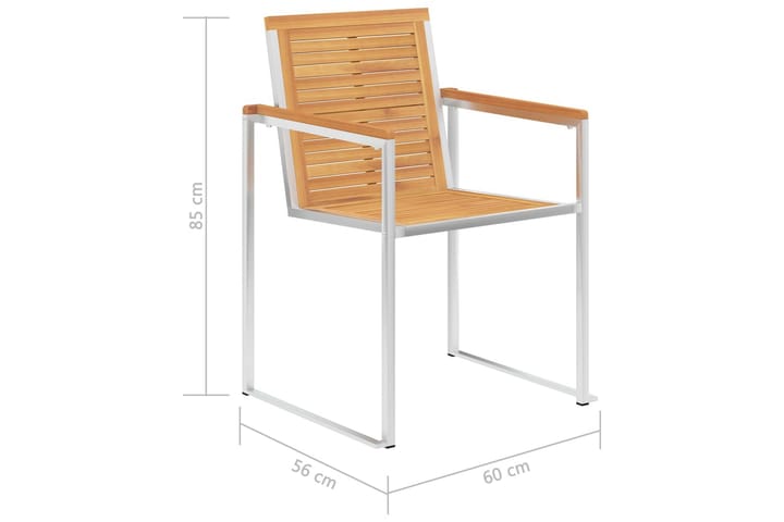 Puutarhatuolit 4 kpl täysi tiikki ja ruostumaton teräs - Ruskea - Puutarhakalusteet - Tuolit & nojatuolit - Ulkotilan ruokatuoli