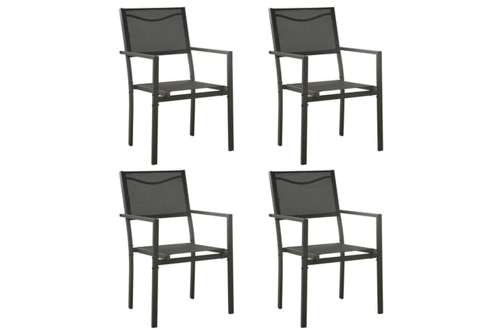Puutarhatuolit 4 kpl textilene ja teräs musta ja antrasiitti - Puutarhakalusteet - Tuolit & nojatuolit - Ulkotilan ruokatuoli
