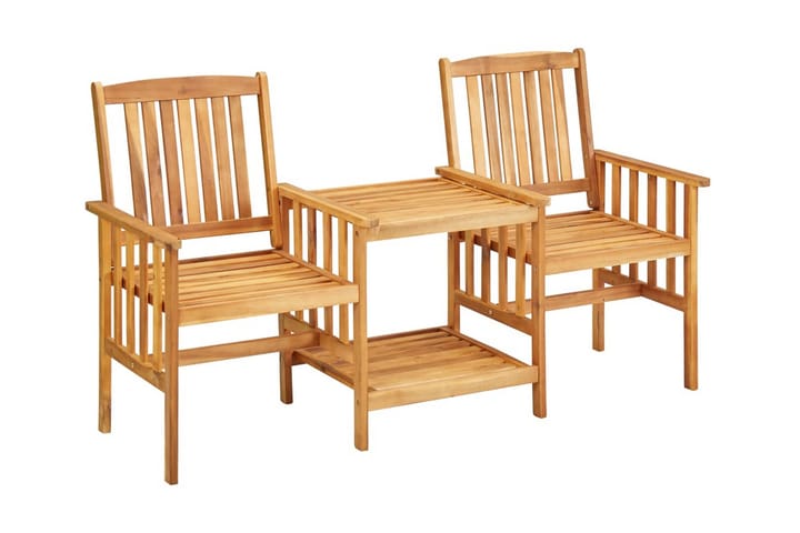 Puutarhatuolit teepöydällä 159x61x92 cm täysi akaasiapuu - Ruskea - Puutarhakalusteet - Puutarhatuoli - Parveketuoli & taittotuoli ulos